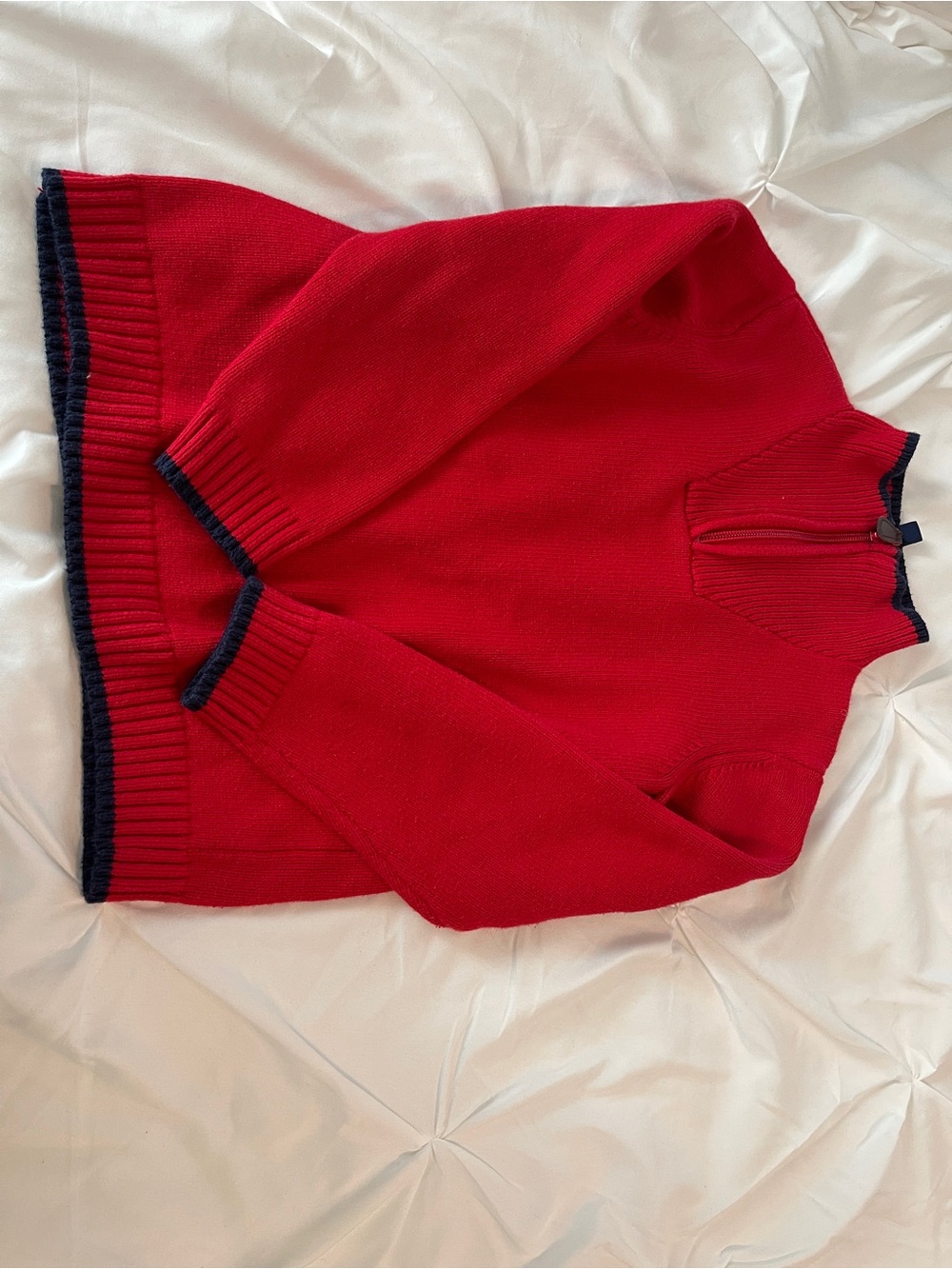 Janie and Jack Green and Red Half-Zip Sweaters - Picture 9 of 12